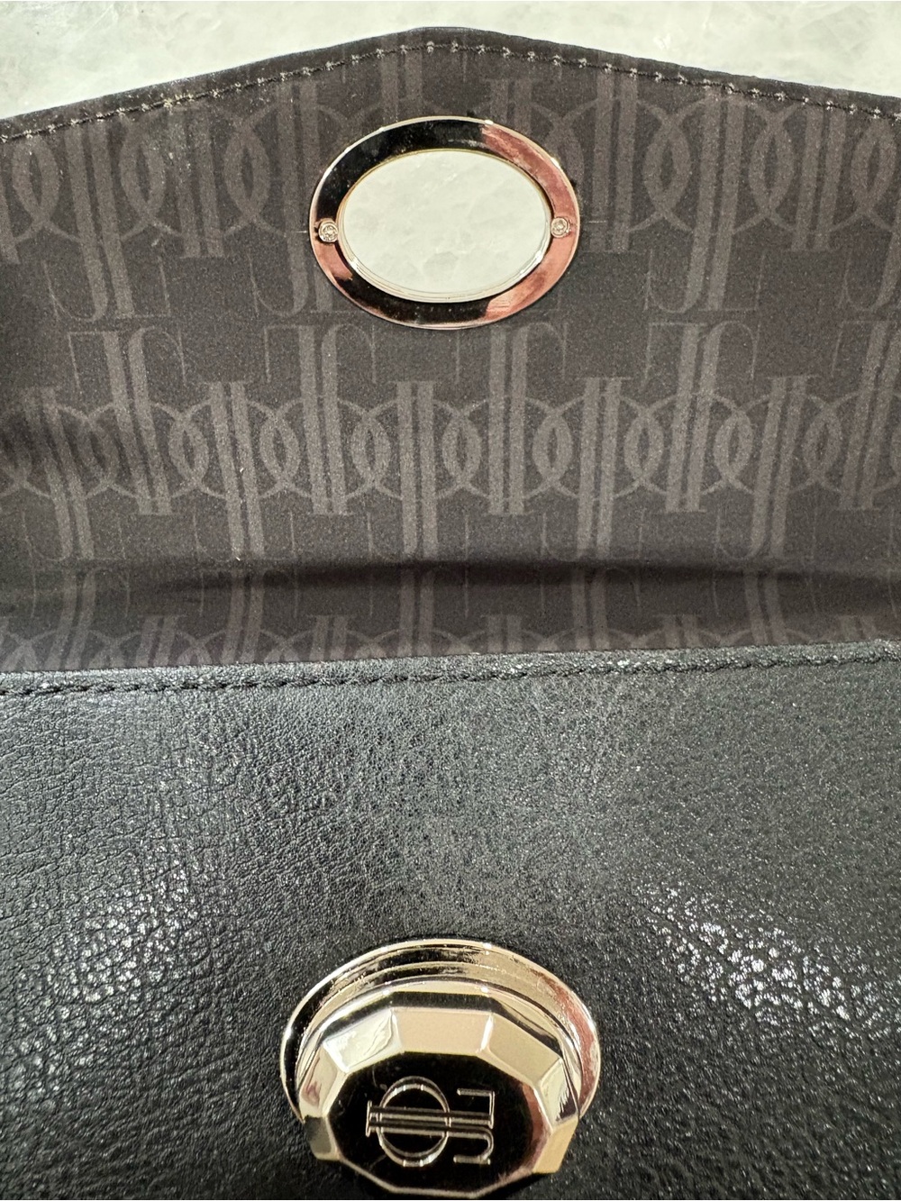 Brighton Black Envelope Clutch with Leather Woven Chain Strap - Picture 4 of 5